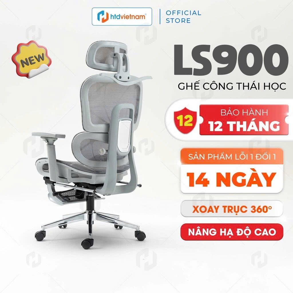 Ghế Công Thái Học Ergonomic LS900 Full Lưới Thoáng Khí Chống Đau Lưng, Ghế Văn Phòng Điều Chỉnh Bảo 