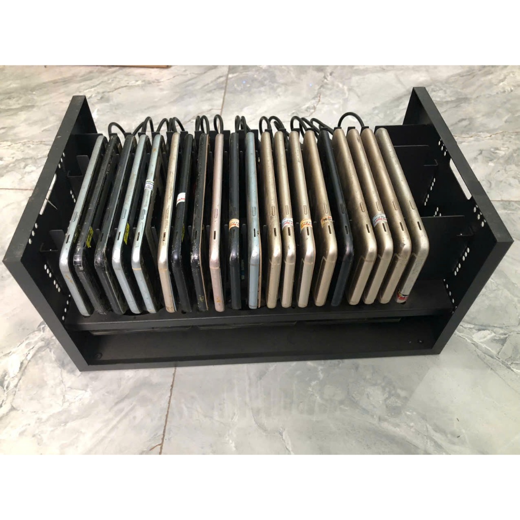 Box Phone Farm j7Pro, LineageOS hoặc Rom gốc, đầy đủ 1 Bộ khung, 20 Phone và Dây cáp