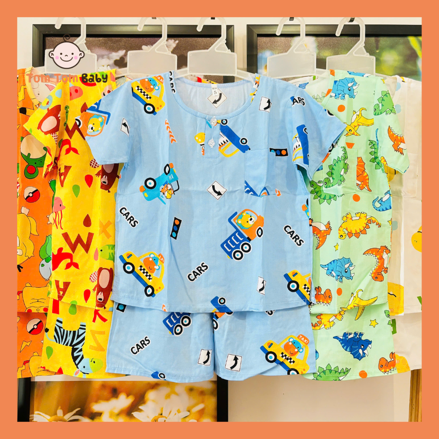 COMBO 3 bộ đồ bộ bé trai Tole Lanh CỘC TAY , chất vải Tôn lanh 2 da mềm, mịn, mát mùa hè TOLE COC