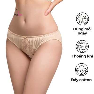 Quần lót nữ WANNABE quần chíp thun lạnh phối ren thun Nhật hoa văn xinh xắn dễ mặc thoáng mát QL318