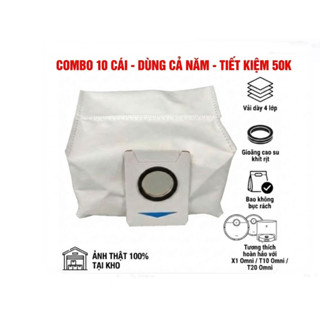 Túi Đựng Rác Cho Robot Ecovacs Deebot X1 Omni / T10 Omni /T20 Omni - Vải Dày 4 Lớp, Gioăng Kín (Combo 5-10 Cái)