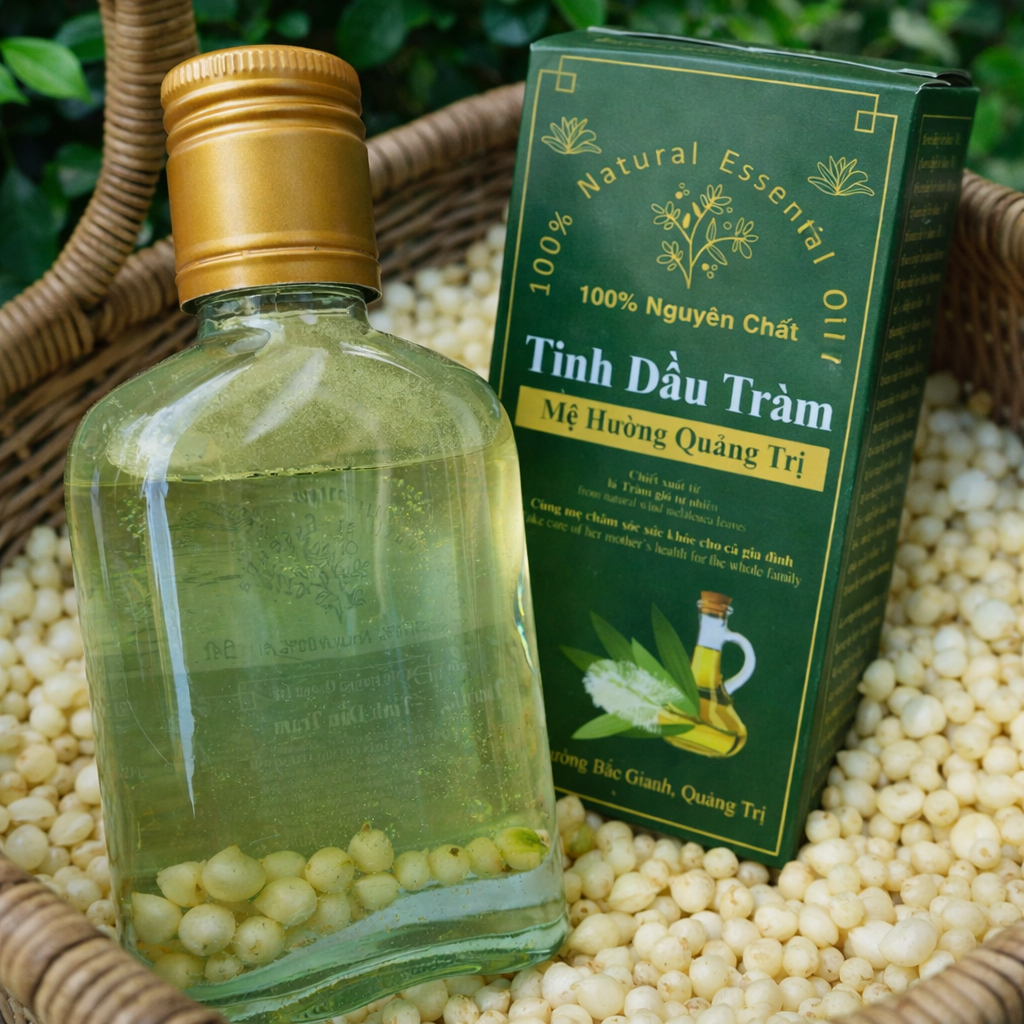 Tinh dầu Tràm Huế Ngâm Củ Nén 100ml Mệ Hường- Chăm sóc mẹ và bé