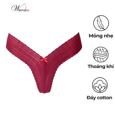 Quần lót ren T-back WANNABE quần chíp nữ lọt khe chữ T gợi cảm khoe vẻ căng tròn của người mặc QLR15