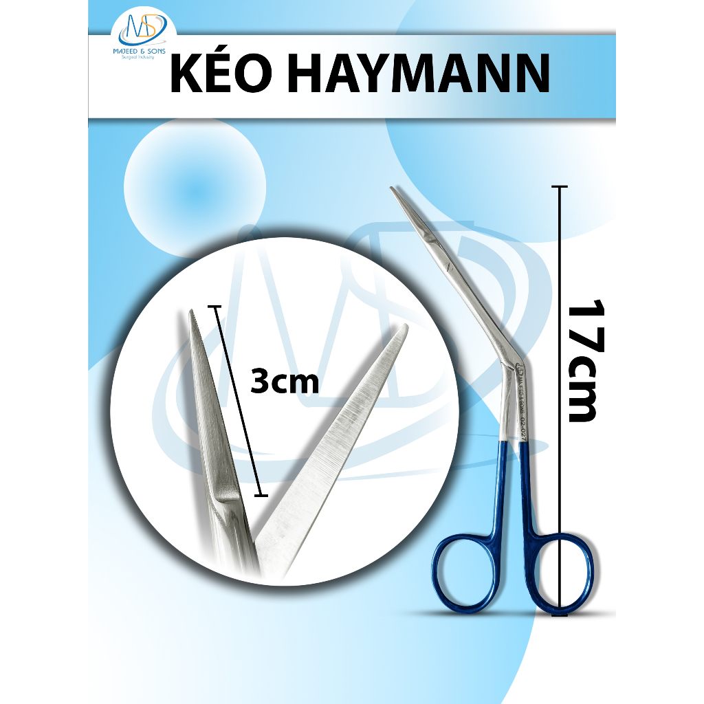 kéo heymann Dài kéo 3cm 17cm, rộng tù 1mm