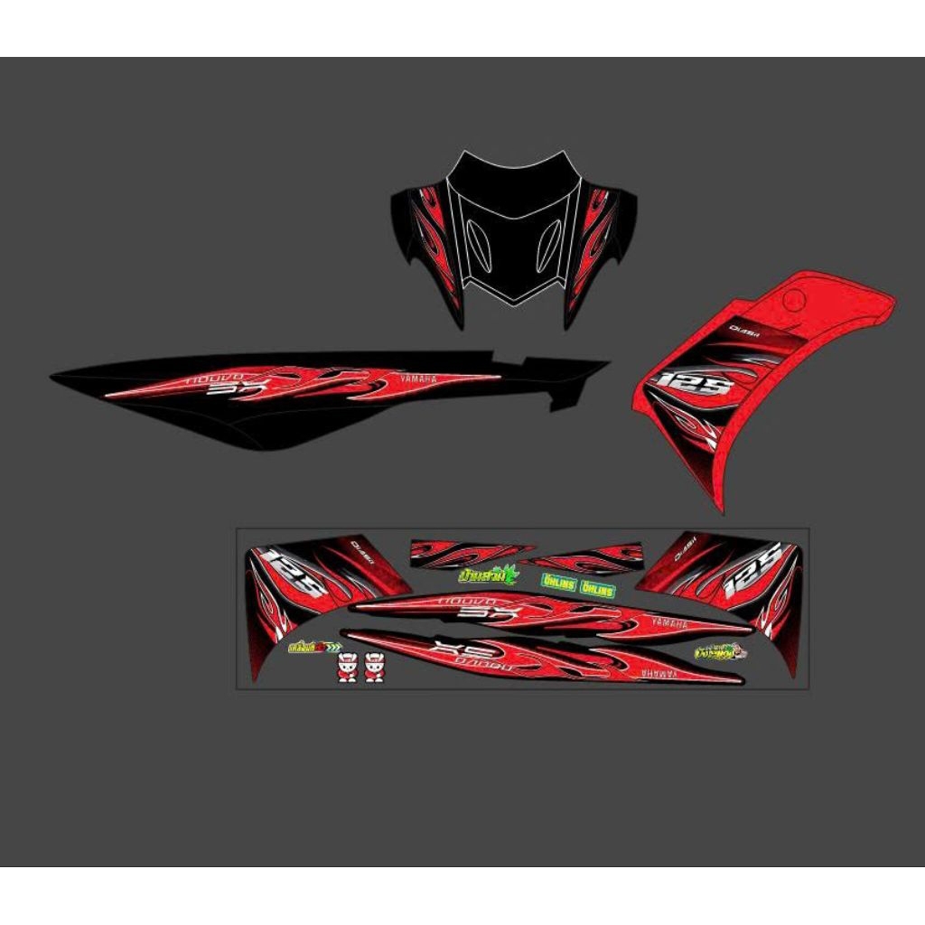 Tem rời Nouvo 5 thiết kế tem lửa đỏ đen