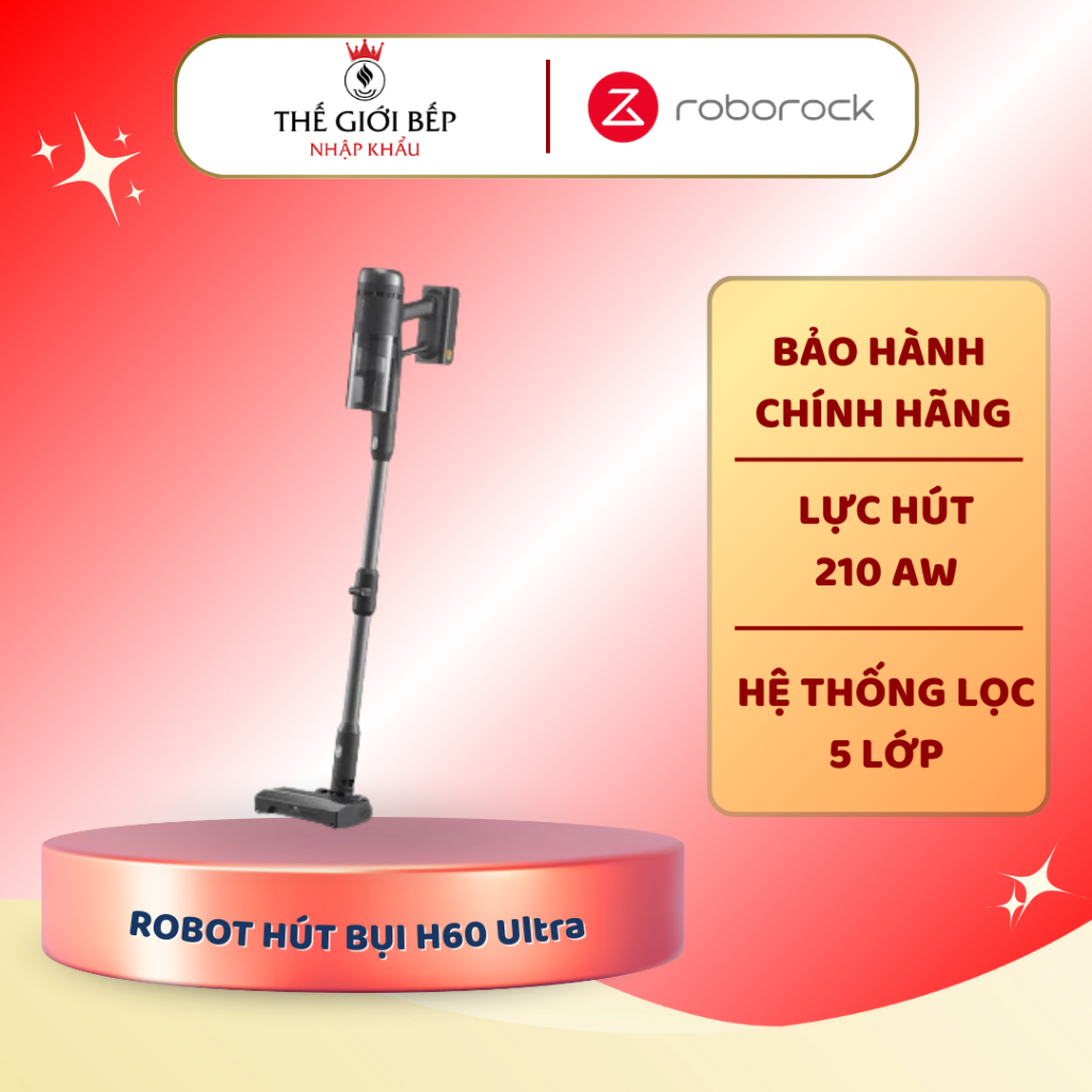 Máy Hút Bụi Cao Cấp Roborock H60 Ultra – Lực Hút 170AW, Đầu Hút Chống Rối, Pin Tháo Rời 80 Phút