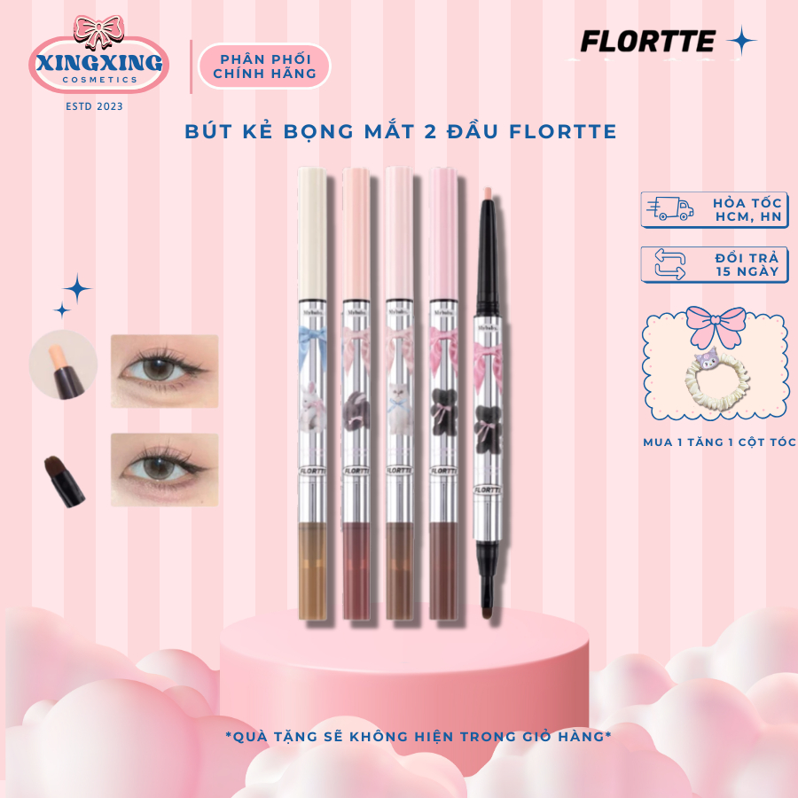 [FLORTTE] bút kẻ bọng mắt FLORTTE Bút kẻ mắt Hai đầu bút tạo khối phấn bắt sáng bút bóng XINGXINGCOS