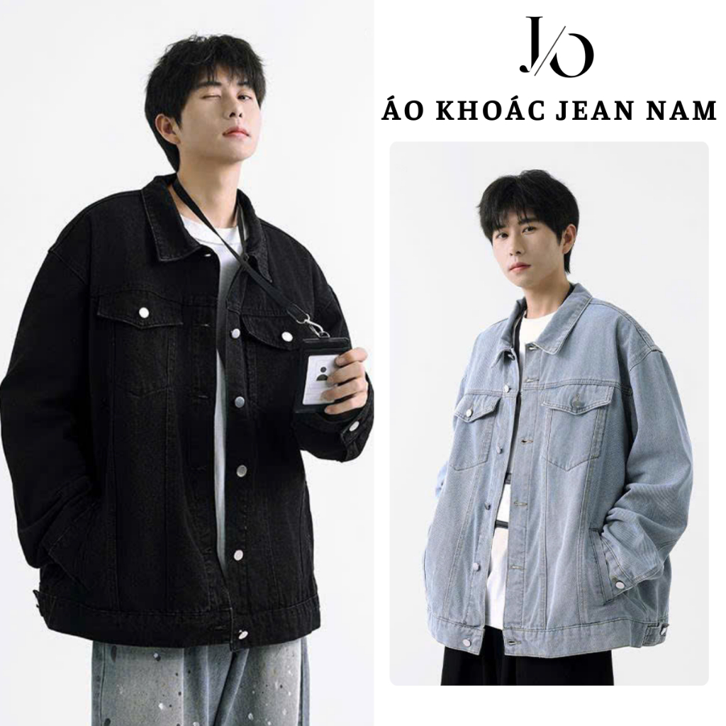 Áo Khoác Jean Nam Nữ Cúc Cài Dáng Dài Suông Rộng Áo Khoác Bò Unisex Denim Mềm Màu Xanh Đen Trẻ Trung Năng Động