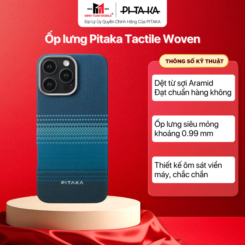 Ốp lưng PITAKA 16 Pro Max - PITAKA Tactile Woven Bảo hành chính hãng 12 tháng