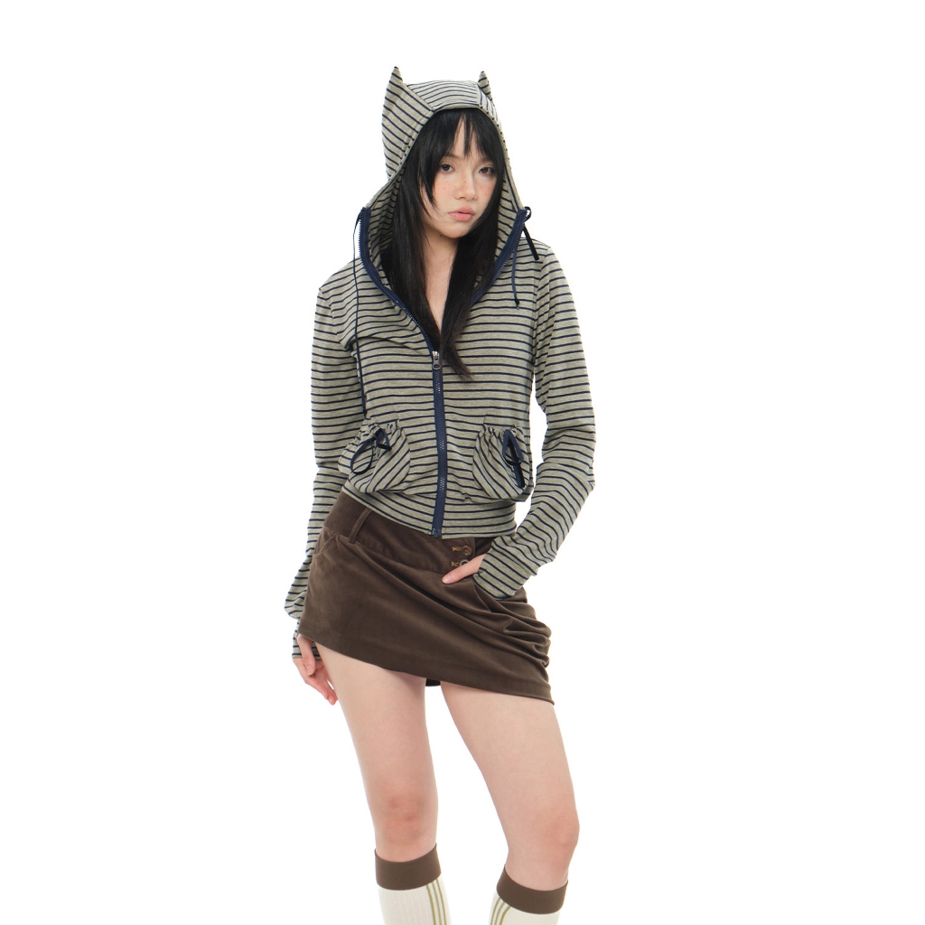 Áo Hoodie jacket có khoá kéo mũ tai mèo - UYU - JOKAI ZIPPER JACKET - T18