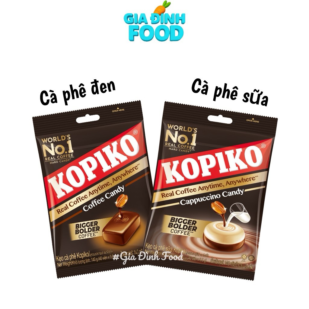 KẸO cà phê đen Kopiko và cà phê sữa Kopiko -40 viên/ 135g