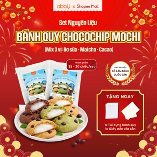   ABBY-TẶNG TÚI,GIẤY NẾN  Set làm bánh quy Chocochip Mochi mix 3 vị - Thành phẩm 25- 30 chiếc - Set làm cookies valentine 