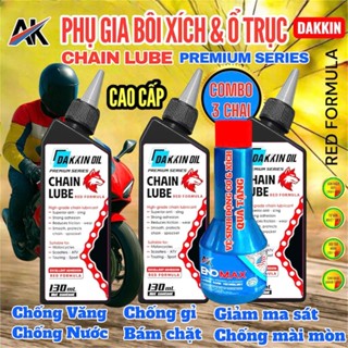 COMBO 3 CHAI  PHỤ GIA BÔI XÍCH & Ổ TRỤC DAKKIN PREMIUM – ĐẦU SÓI ĐỎ 130ML