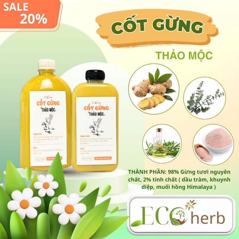 Combo tinh chất cốt gừng giúp làm ấm cơ thể chăm sóc sức khỏe mọi người. Eco Herb.