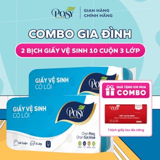  POSY- S4-COMBO GIA ĐÌNH - Nhận ngay 02 Bịch Giấy vệ sinh Posy cao cấp 10 cuộn 3 lớp mềm mịn nhẹ dịu tiết kiệm 