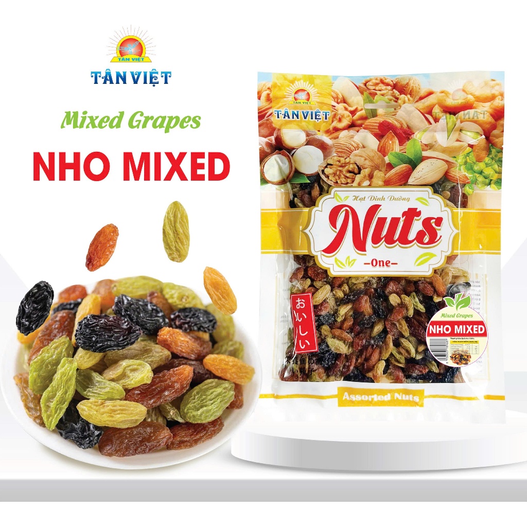 Mứt Nho Mix Khô (Nuts One) Tân Việt Food Không Hạt, Sấy Dẻo Vị Chua Ngọt, Nho Sấy Khô Không Đường 28