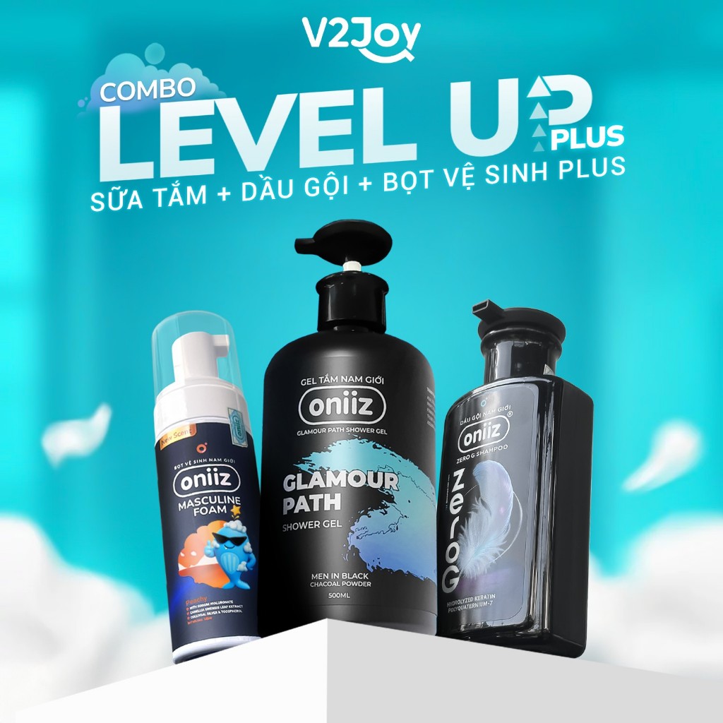 Combo Level Up Plus - Bọt vệ sinh nam giới Plus, Sữa tắm hương nước hoa Oniiz, Dầu gội nam tính mới