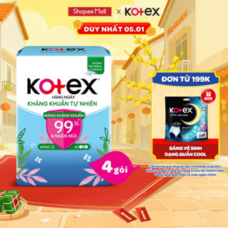  Combo 4 gói băng vệ sinh Kotex hằng ngày kháng khuẩn không cánh  40M gói  
