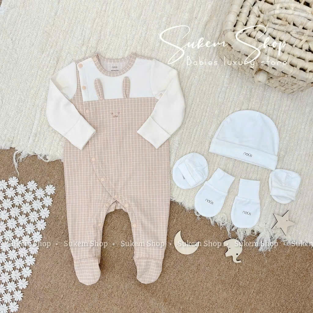 BODY NOUS SƠ SINH- Body dài tay nous newborn cho bé trai bé gái ( không kèm phụ kiện )