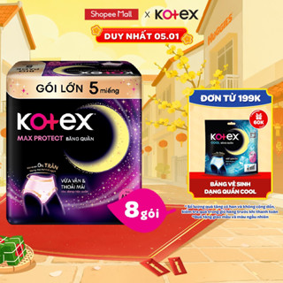  Thùng 8 gói BVS Kotex Ban Đêm Dạng Quần cỡ M L 5 miếng 