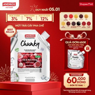   BEST SELLER  Mứt Trái Cây Pha Chế - Có miếng trái cây thật - Nguyên liệu pha chế - ANDROS CHUNKY - 1kg 