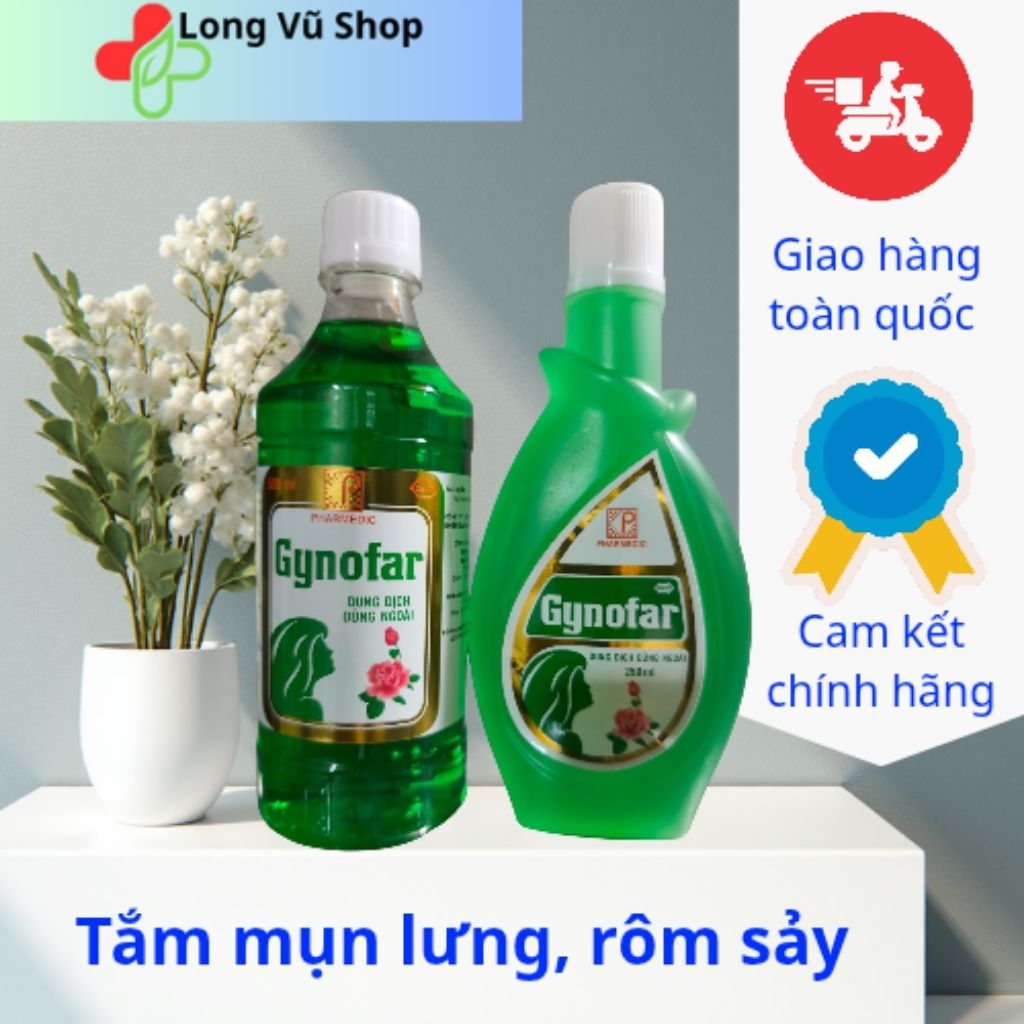 Dung dịch vệ sinh phụ nữ Gynofar 250ml tắm giảm mụn lưng, giảm gàu chính hãng, date xa