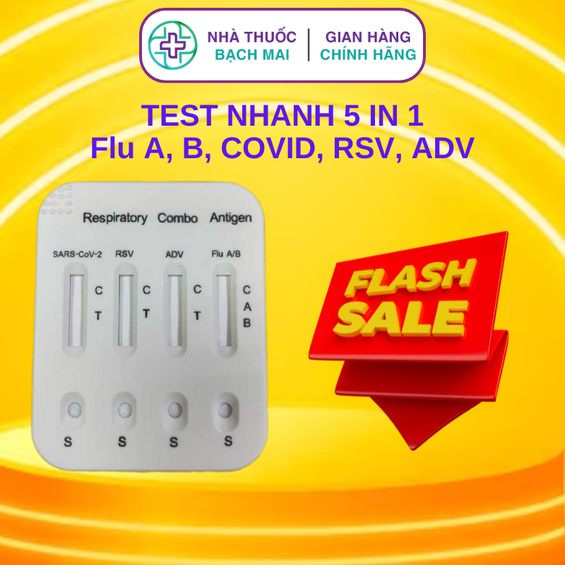 Test nhanh cúm 5in1 (1 bộ) Genesign hoặc Alltest- test nhanh cúm AB côvit- kit xét nghiệm nhanh cúm
