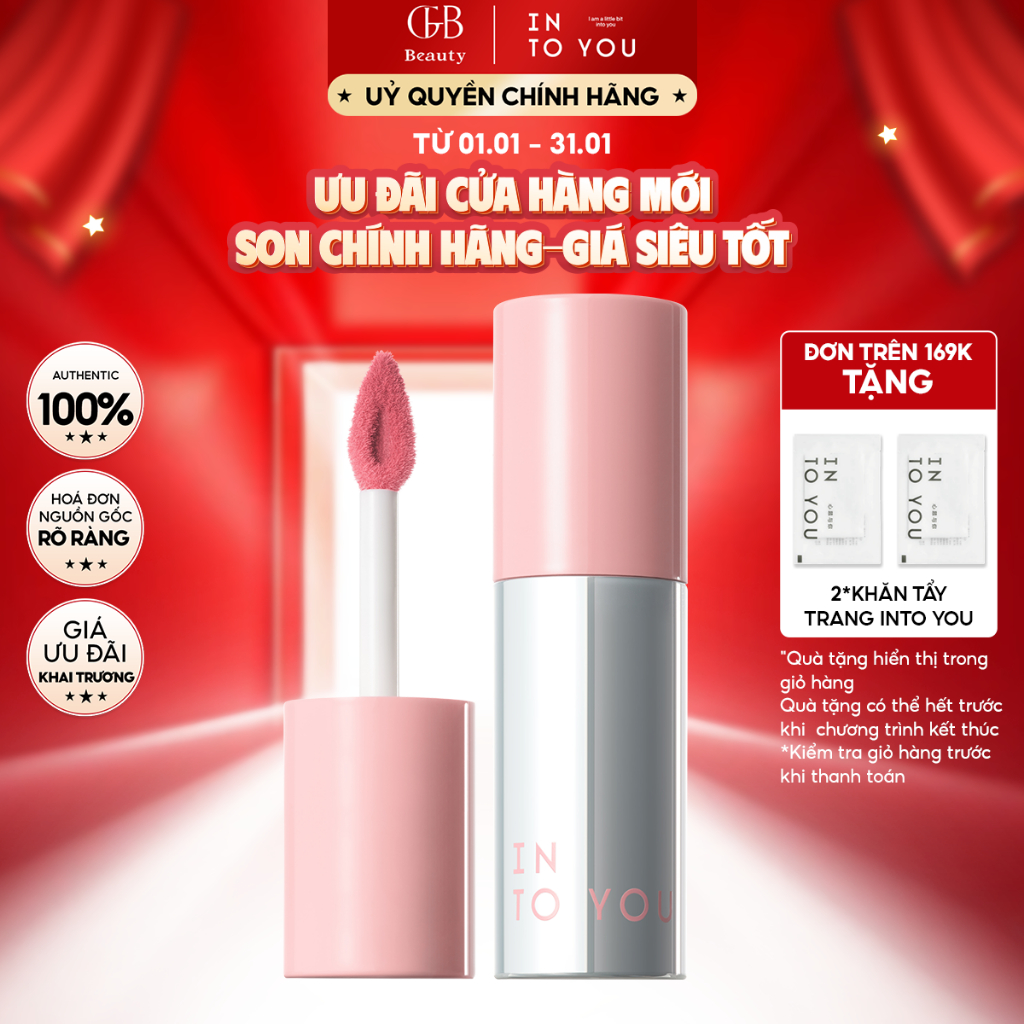 [INTO YOU] Son Bùn Kim Tuyến  Phiên Bản 2.0 Hiệu Ứng Lì Kim Tuyến Đẹp Giữ Ẩm 10 Tiếng C101 2.1g (Hàn