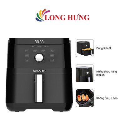 Nồi chiên không dầu điện tử Sharp 6 lít KF-AF60EV-BK - Hàng chinh hãng