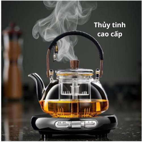 Bộ Ấm Pha Trà Thủy Tinh 1 Lít – Dùng Bếp Than, Ga, Hồng Ngoại | Ủ Nhiệt Thông Minh