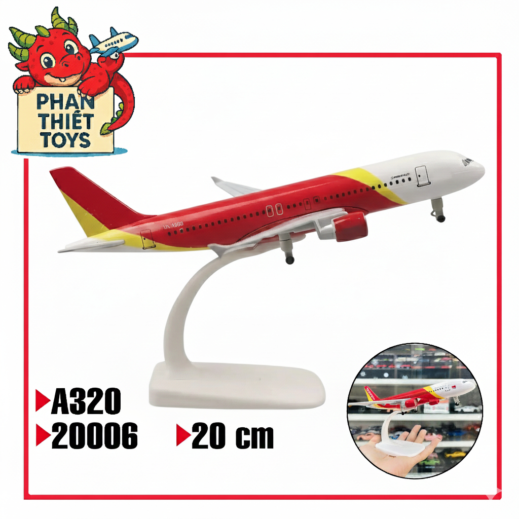 Mô hình máy bay VietJet Air VN-A668 Airbus A320 tỉ lệ 20cm MB20006