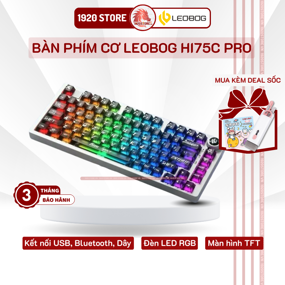 【Hỏa Tốc HCM】Bàn phím cơ Gaming LEOBOG HI75C PRO 3 mode, LED RGB 17 hiệu ứng, Pin 4000mAh, 81 Phím
