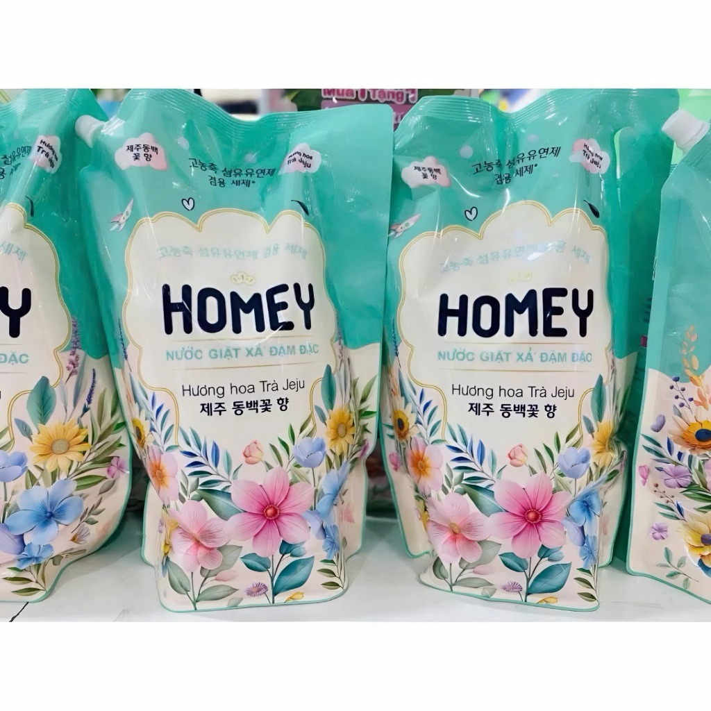 Nước Giặt Xả Homey Đậm Đặc Hương Hoa Trà Jeju túi