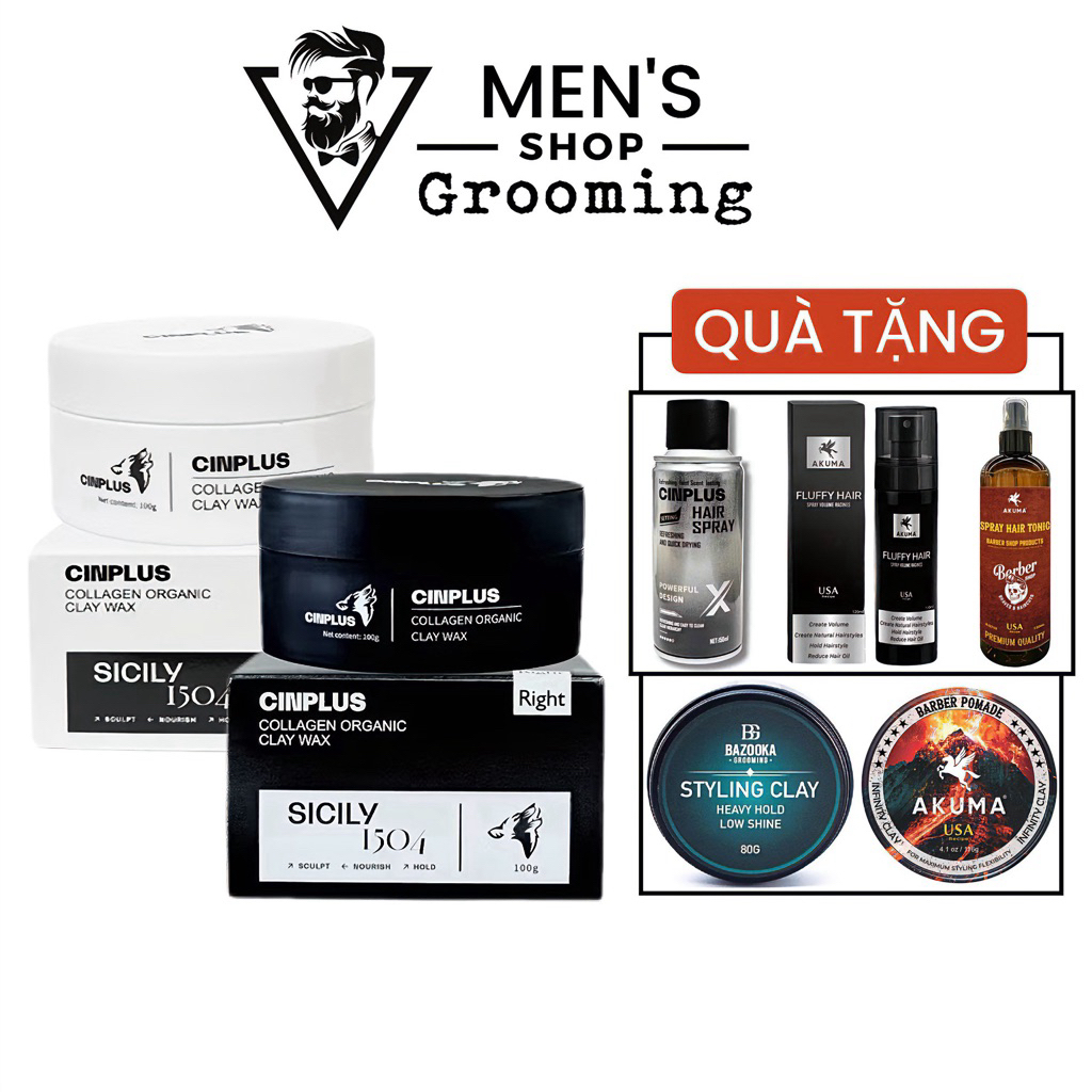Sáp vuốt tóc Cinplus Sicily Left, Cinplus Right, keo vuốt tóc Cinplus trắng, Cinplus đen 100g