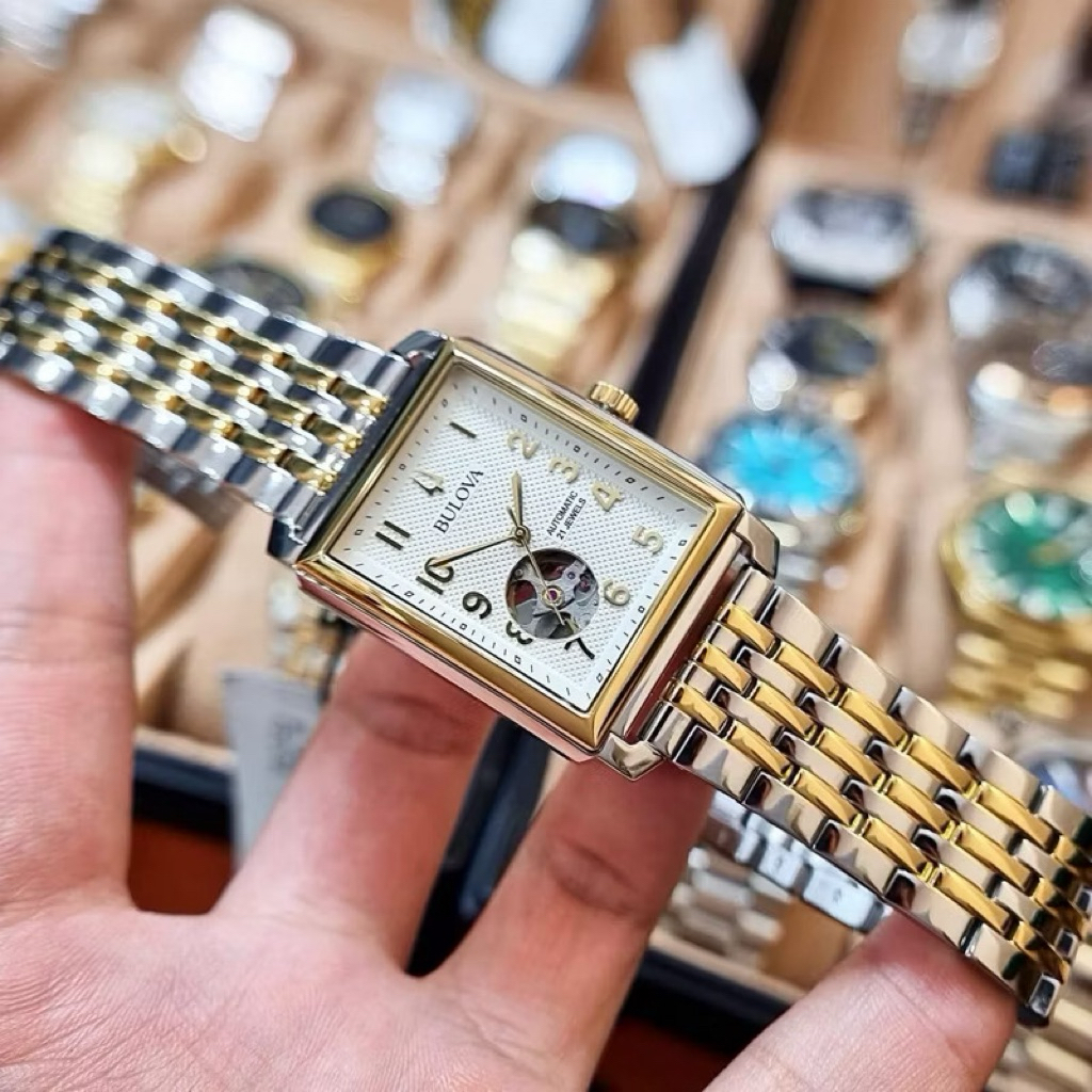 Đồng hồ nam dây thép Bulova Automatic Open Heart 98A308