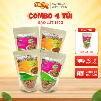 Combo 4 túi gạo lứt sấy rong biển 150g ăn vặt lành mạnh giòn rụm, đậm vị tỏi thơm, tốt cho sức khỏe | Mailey