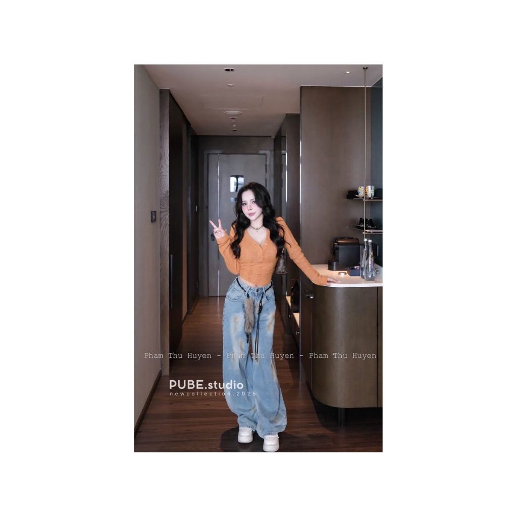 Quần Jeans wash cá tính kèm belt lông..QCL1