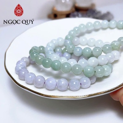 Vòng tay cẩm thạch A - Phỉ thúy type A hạt 8mm  chất nếp mịn- nếp hóa - Ngọc Quý
