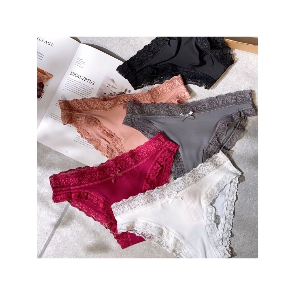 Set 5 Quần Lót Nữ Victoria Secret Xịn – Quần Chip Viền Ren Cao Cấp, Mềm Mát, Thoáng Khí, Form Đẹp