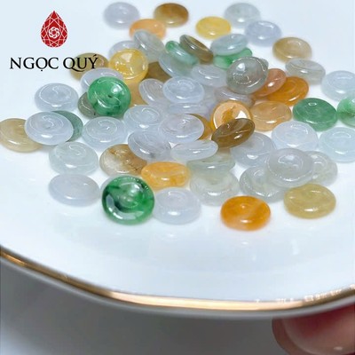 Dây chuyền cẩm thạch A - Dây chuyền đồng điếu cẩm thạch type A size nhí 8mm chất nếp hóa - nếp băng - Ngọc Quý