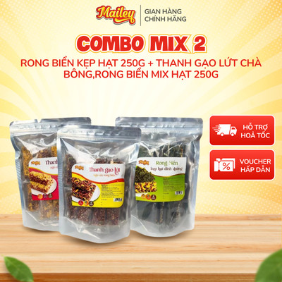 Combo mix 2x250g Rong biển kẹp hạt dinh dưỡng + Thanh gạo lứt chà bông, rong biển mix hạt | Mailey