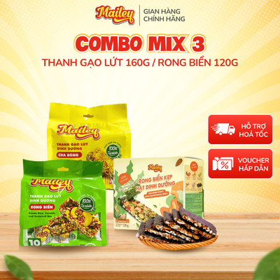 [Combo mix 3] Rong biển kẹp hạt dinh dưỡng 120g + Thanh gạo lứt chà bông,rong biển mix hạt 150g | Mailey
