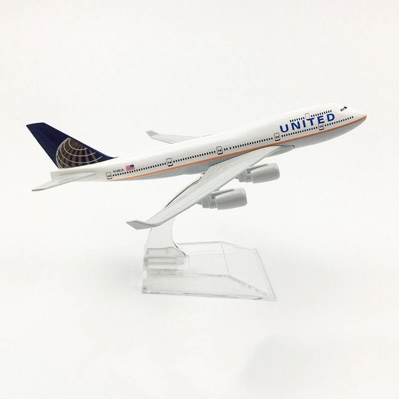 Mô hình máy bay United Airlines Boeing B747 bằng kim loại 16cm MB16017