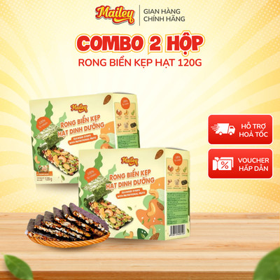 Combo 2 hộp 120g Thanh rong biển kẹp hạt dinh dưỡng tự nhiên giòn thơm, lành mạnh ít calo, phù hợp ăn kiêng | Mailey