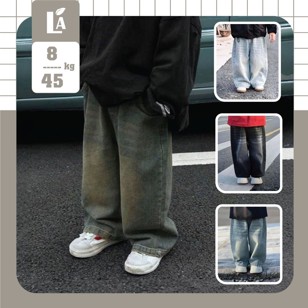 Quần Bò Ống Suông Cho Bé - Quần Jean Ống Rộng Cho Bé - LÁ KIDS 105