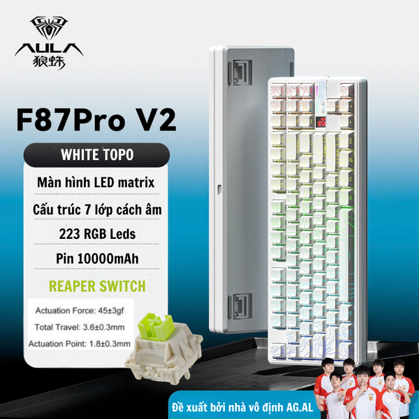 (NEW) AULA F87 / F87 V2 -  Bàn phím cơ không dây | 3 Mode | Mạch Xuôi| Hotswap | RGB