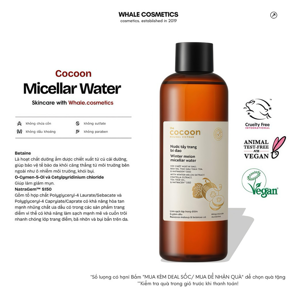Bigsize - Nước Tẩy Trang Bí Đao Cocoon Winter Melon Micellar Water (500ml)
