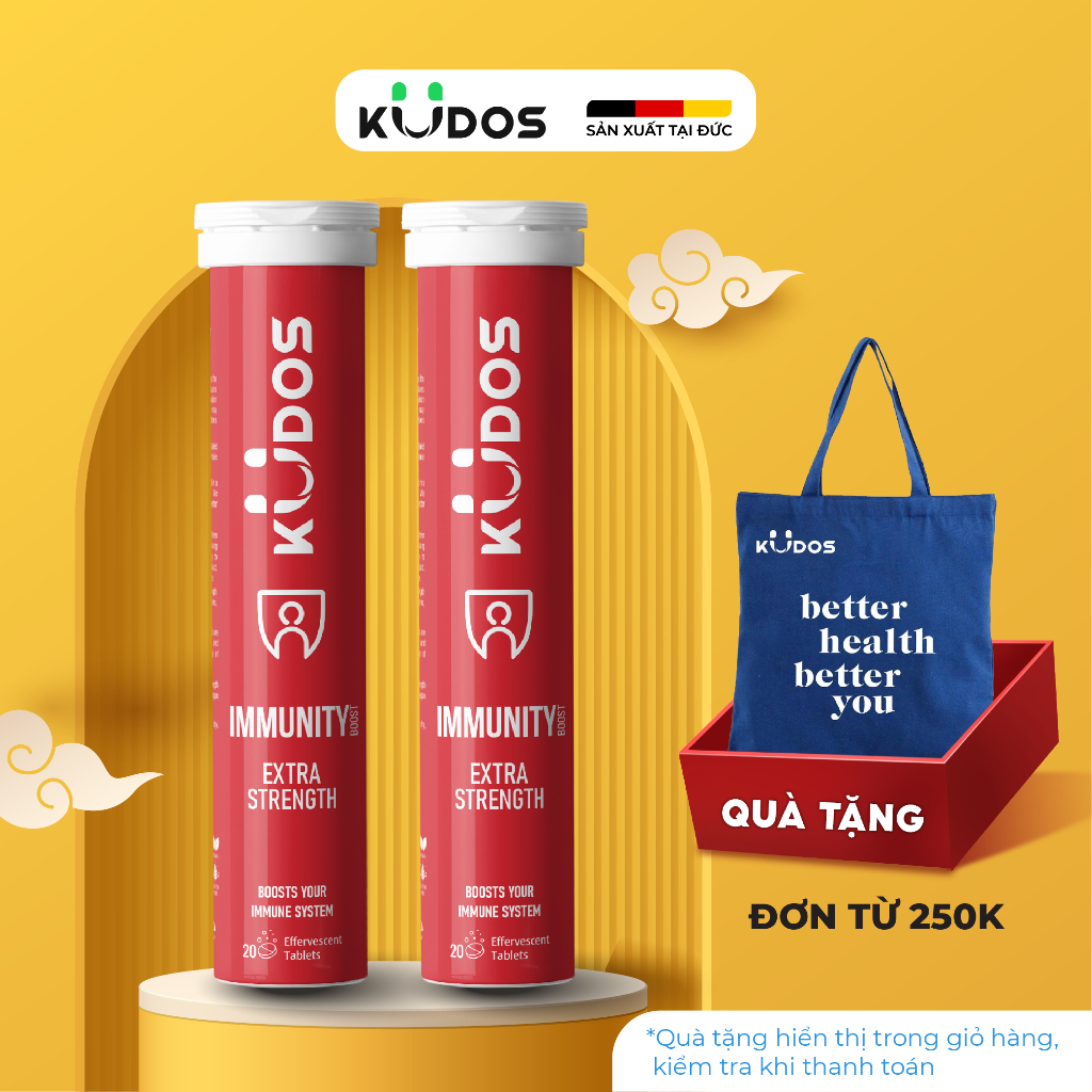 Combo 2 Tuýp Thực phẩm bảo vệ sức khỏe KUDOS IMMUNITY BOOST EXTRA  STRENGTH (20 viên/ tuýp)
