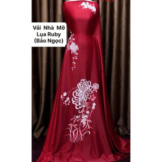 [21] Vải Thạch Anh , lụa Ruby ,may áo dài Mẹ, may áo dài Sui , họa tiết Thêu hoa