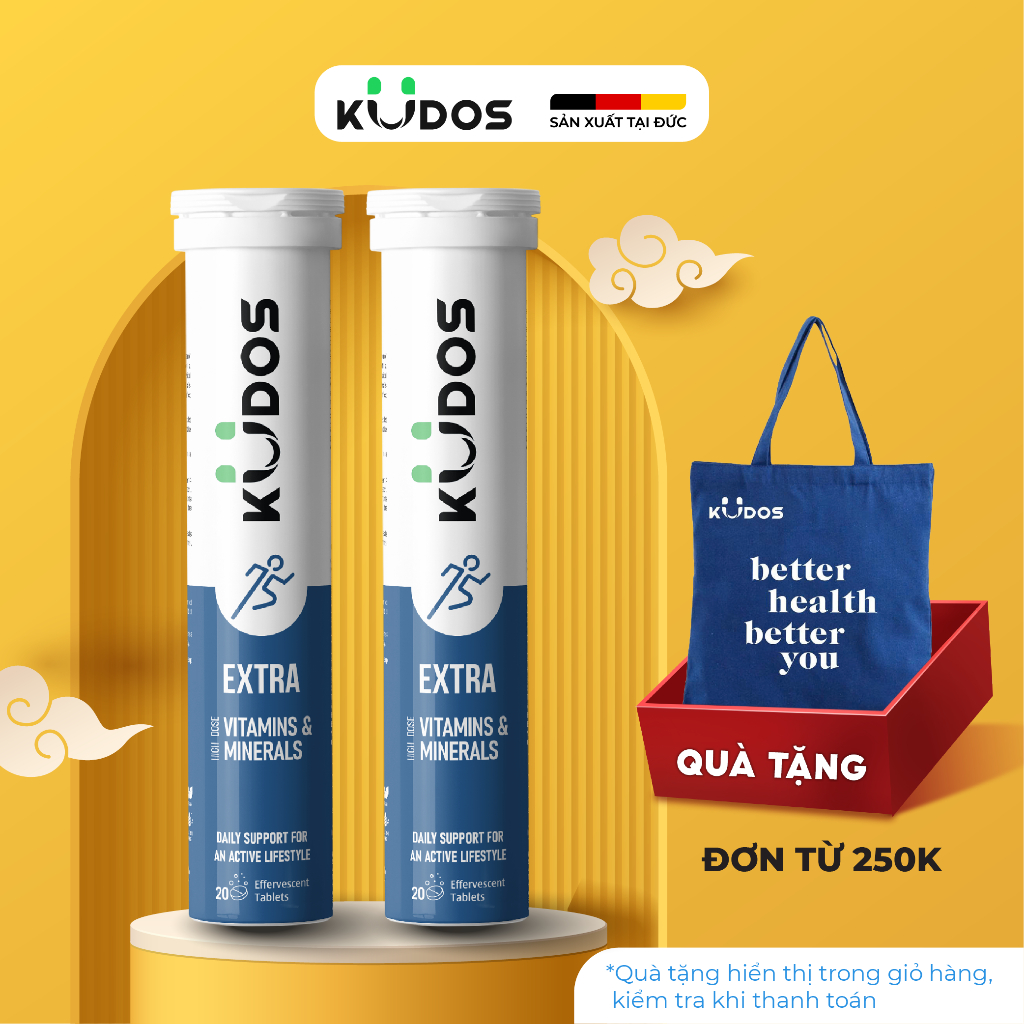 Combo 2 Tuýp Thực phẩm bảo vệ sức khỏe KUDOS EXTRA HIGH DOSE VITAMINS &  MINERALS (20 viên/ tuýp)